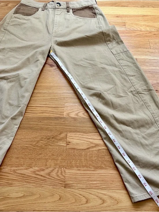 Rag And Bone Light Tan Charlie Cotton Cropped Two Tone Pants - Picture 7 of 14